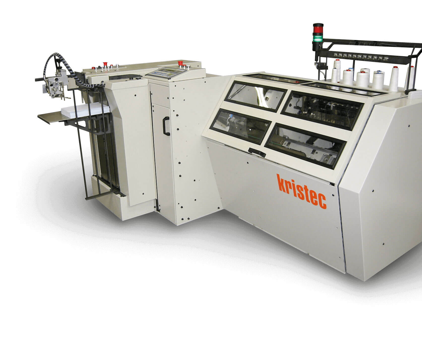 Kristec, automatic book folding and sewing machine for digital print finishing.